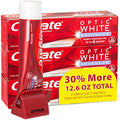 Optic White Advanced Teeth Whitening Toothpaste White 2% Hydrogen Peroxide Toothpaste Sparkling White 3 Large Tubes of 4.2 oz (Total 12.6 oz) + Zivigo Toothpaste Squeezer