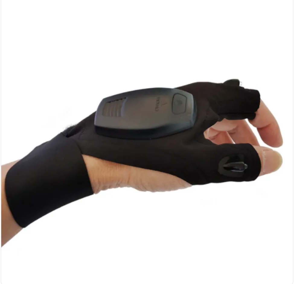 LED Flashlight Fingerless Gloves – Hands-Free Lighting for Fishing, Camping & Repairs