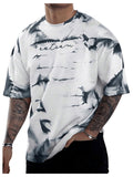 SOLY HUX Mens Graphic Tie Dye T Shirt Letter Print Crew Neck Short Sleeve Casual Summer Tee Tops White Letter X-Small