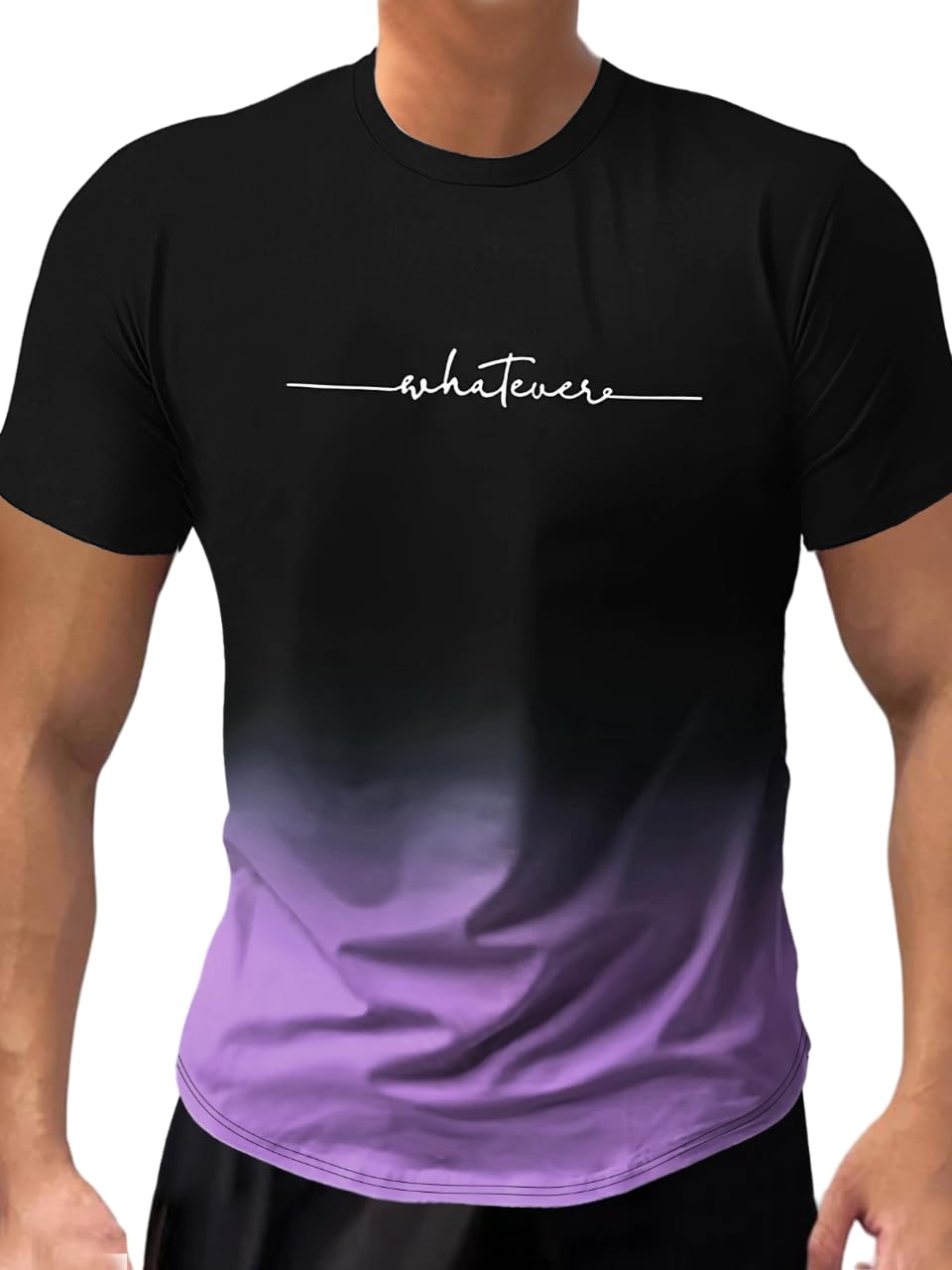 SOLY HUX Mens Letter Graphic Tee Short Sleeve T Shirts Ombre Summer Tops Streetwear Black and Purple XX-Large