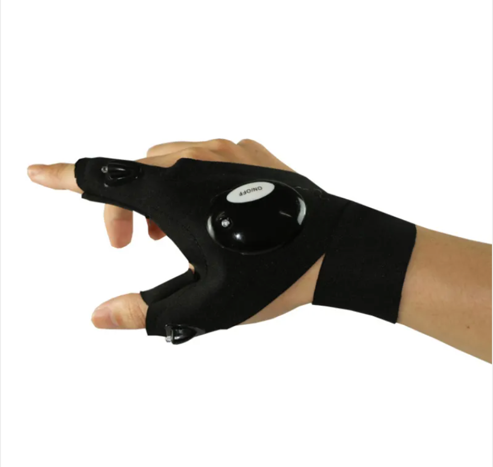 LED Flashlight Fingerless Gloves – Hands-Free Lighting for Fishing, Camping & Repairs