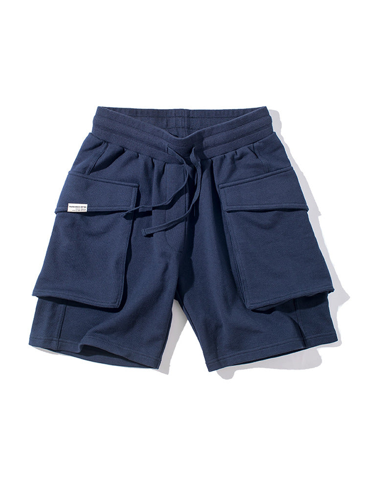 Men's Khaki Loose Fit Five-Point Sports Shorts