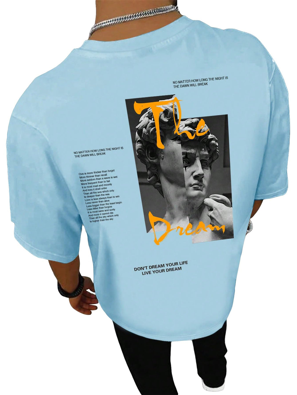 SOLY HUX Mens Graphic Tees Figure Letter Print Short Sleeve Designer T Shirt Summer Tee Tops Light Blue Figure Large