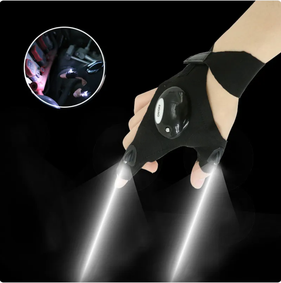 LED Flashlight Fingerless Gloves – Hands-Free Lighting for Fishing, Camping & Repairs